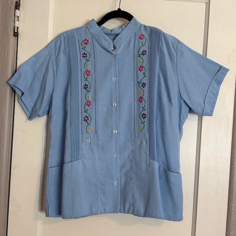 Embroidered Blue Blouse